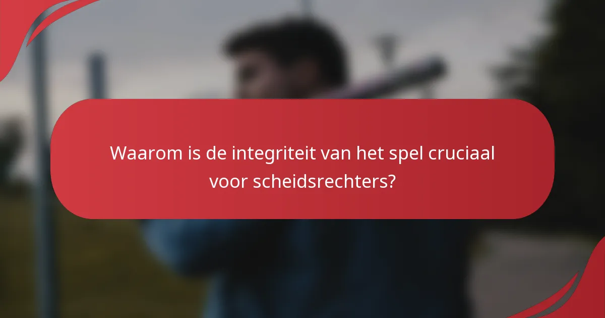 Waarom is de integriteit van het spel cruciaal voor scheidsrechters?