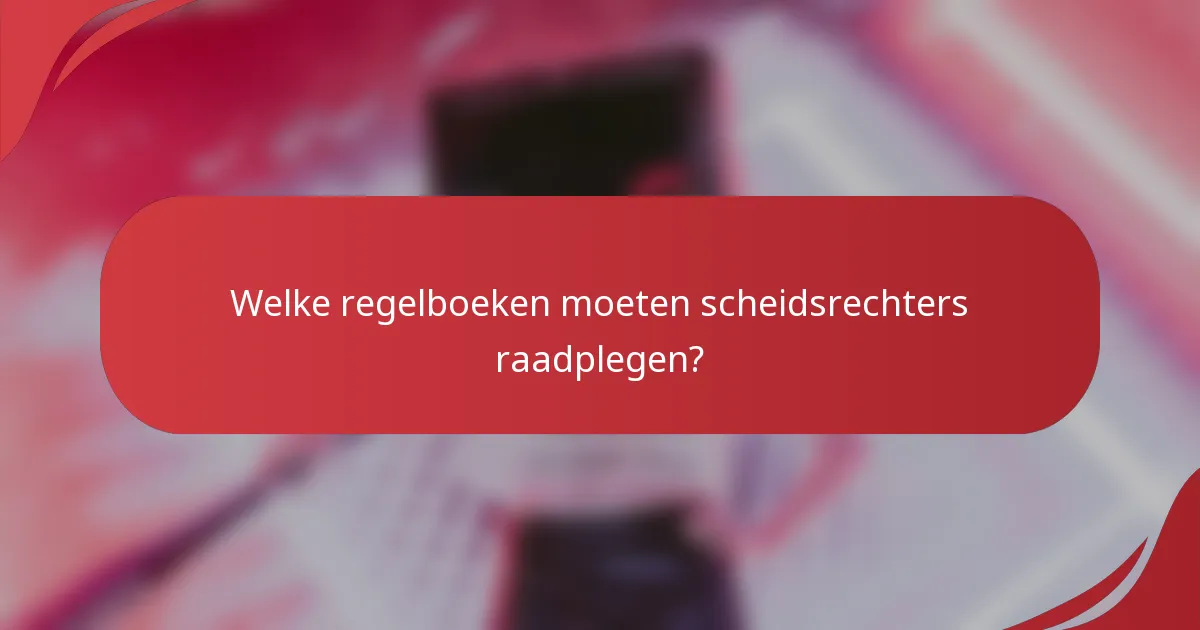 Welke regelboeken moeten scheidsrechters raadplegen?